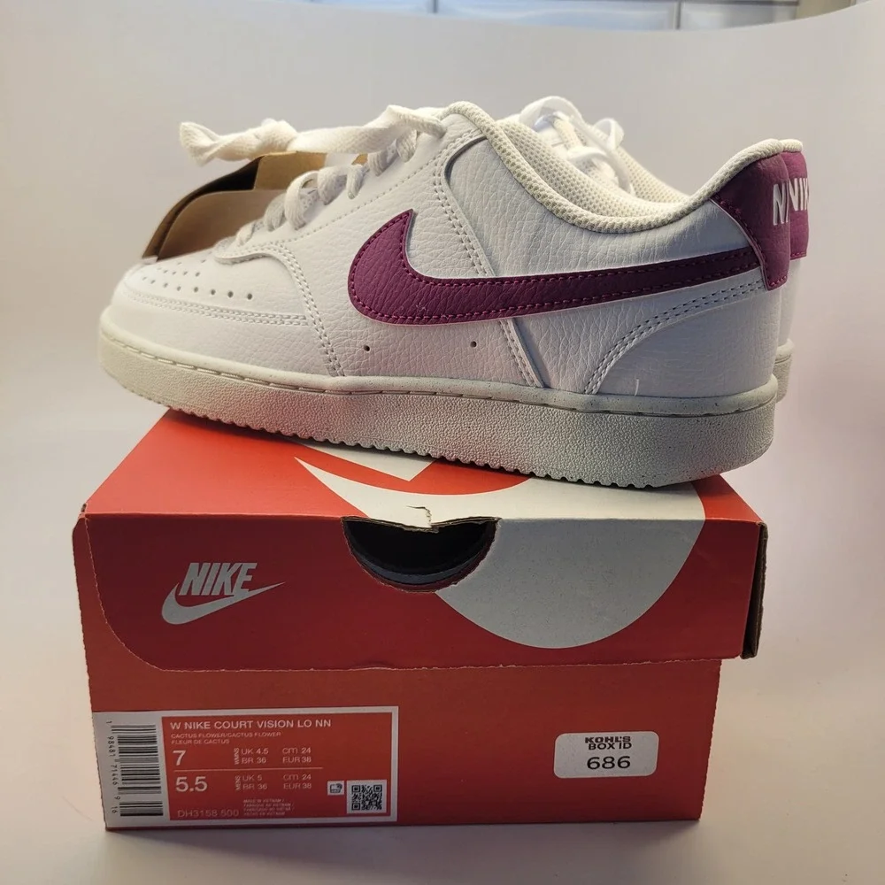 Nike Court Vision Low NN White Cactus Flower Purple DH3158-500 Womens Size 7 NEW